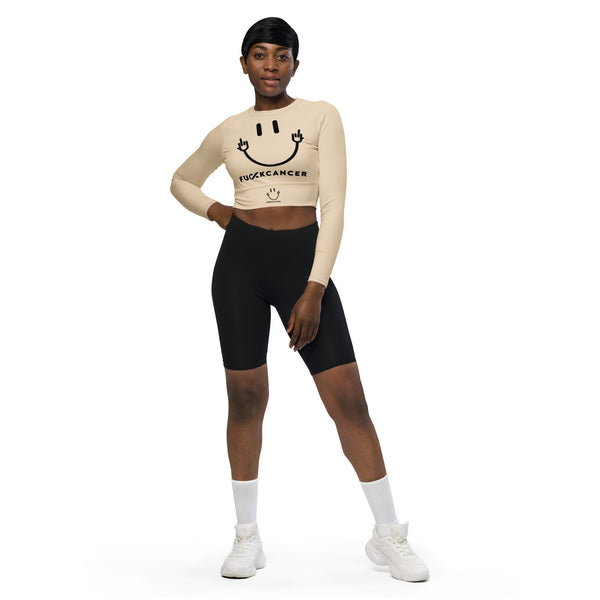 Fuck Cancer long-sleeve crop top