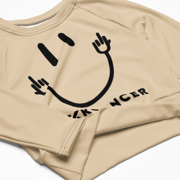 Fuck Cancer long-sleeve crop top