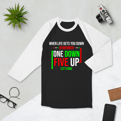 One Down, Five Up Unisex 3/4 Sleeve Raglan Shirt